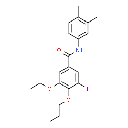 ChemSpider 2D Image | N-(3,4-Dimethylphenyl)-3-ethoxy-5-iodo-4-propoxybenzamide | C20H24INO3