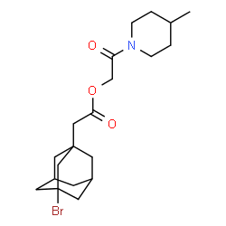 ChemSpider 2D Image | 2-(4-Methyl-1-piperidinyl)-2-oxoethyl (3-bromoadamantan-1-yl)acetate | C20H30BrNO3