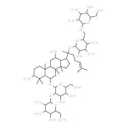 ChemSpider 2D Image | 20-[(6-O-Hexopyranosylhexopyranosyl)oxy]-3,12-dihydroxydammar-24-en-6-yl 2-O-hexopyranosylhexopyranoside | C54H92O24