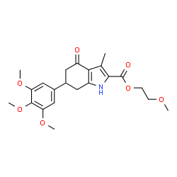 ChemSpider 2D Image | 2-Methoxyethyl 3-methyl-4-oxo-6-(3,4,5-trimethoxyphenyl)-4,5,6,7-tetrahydro-1H-indole-2-carboxylate | C22H27NO7