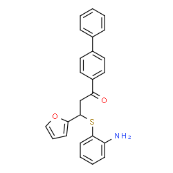 ChemSpider 2D Image | 3-[(2-Aminophenyl)sulfanyl]-1-(4-biphenylyl)-3-(2-furyl)-1-propanone | C25H21NO2S