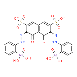 ChemSpider 2D Image | 3,6-Bis[(2-arsonophenyl)hydrazono]-4,5-dioxo-3,4,5,6-tetrahydro-2,7-naphthalenedisulfonate | C22H16As2N4O14S2