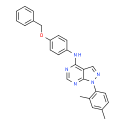 ChemSpider 2D Image | N-[4-(Benzyloxy)phenyl]-1-(2,4-dimethylphenyl)-1H-pyrazolo[3,4-d]pyrimidin-4-amine | C26H23N5O