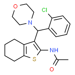 ChemSpider 2D Image | N-{3-[(2-Chlorophenyl)(4-morpholinyl)methyl]-4,5,6,7-tetrahydro-1-benzothiophen-2-yl}acetamide | C21H25ClN2O2S