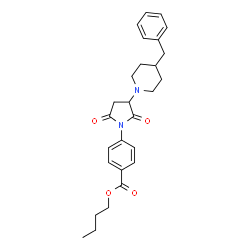 ChemSpider 2D Image | Butyl 4-[3-(4-benzyl-1-piperidinyl)-2,5-dioxo-1-pyrrolidinyl]benzoate | C27H32N2O4