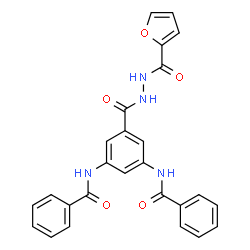 ChemSpider 2D Image | N,N'-(5-{[2-(2-Furoyl)hydrazino]carbonyl}-1,3-phenylene)dibenzamide | C26H20N4O5