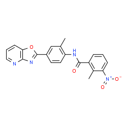 ChemSpider 2D Image | 2-Methyl-N-[2-methyl-4-([1,3]oxazolo[4,5-b]pyridin-2-yl)phenyl]-3-nitrobenzamide | C21H16N4O4