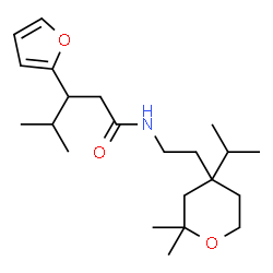 ChemSpider 2D Image | 3-(2-Furyl)-N-[2-(4-isopropyl-2,2-dimethyltetrahydro-2H-pyran-4-yl)ethyl]-4-methylpentanamide | C22H37NO3
