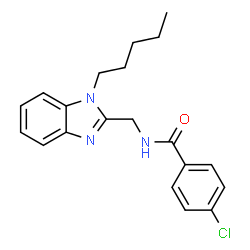 ChemSpider 2D Image | 4-Chloro-N-[(1-pentyl-1H-benzimidazol-2-yl)methyl]benzamide | C20H22ClN3O