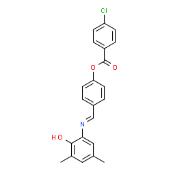 ChemSpider 2D Image | 4-{(E)-[(2-Hydroxy-3,5-dimethylphenyl)imino]methyl}phenyl 4-chlorobenzoate | C22H18ClNO3