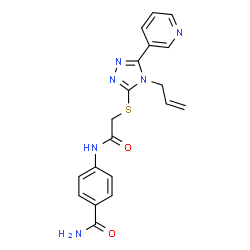 ChemSpider 2D Image | 4-[({[4-Allyl-5-(3-pyridinyl)-4H-1,2,4-triazol-3-yl]sulfanyl}acetyl)amino]benzamide | C19H18N6O2S