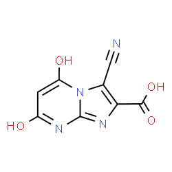ChemSpider 2D Image | 3-Cyano-5,7-dihydroxyimidazo[1,2-a]pyrimidine-2-carboxylic acid | C8H4N4O4