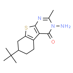 ChemSpider 2D Image | 3-amino-7-tert-butyl-2-methyl-5,6,7,8-tetrahydro[1]benzothieno[2,3-d]pyrimidin-4(3H)-one | C15H21N3OS