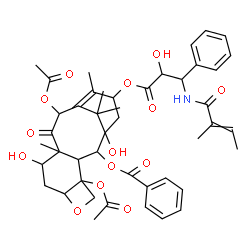 ChemSpider 2D Image | 4,10-Diacetoxy-1,7-dihydroxy-13-({2-hydroxy-3-[(2-methyl-2-butenoyl)amino]-3-phenylpropanoyl}oxy)-9-oxo-5,20-epoxytax-11-en-2-yl benzoate | C45H53NO14
