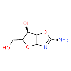 ChemSpider 2D Image | (5R,6R)-2-Amino-5-(hydroxymethyl)-3a,5,6,6a-tetrahydrofuro[2,3-d][1,3]oxazol-6-ol | C6H10N2O4