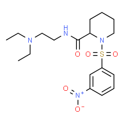 ChemSpider 2D Image | N-[2-(Diethylamino)ethyl]-1-[(3-nitrophenyl)sulfonyl]-2-piperidinecarboxamide | C18H28N4O5S