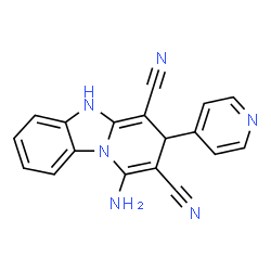 ChemSpider 2D Image | 1-Amino-3-(4-pyridinyl)-3,5-dihydropyrido[1,2-a]benzimidazole-2,4-dicarbonitrile | C18H12N6