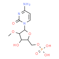 ChemSpider 2D Image | 4-Amino-1-(2-O-methyl-5-O-phosphonopentofuranosyl)-2(1H)-pyrimidinone | C10H16N3O8P