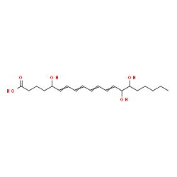 ChemSpider 2D Image | 5,14,15-Trihydroxy-6,8,10,12-icosatetraenoic acid | C20H32O5
