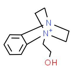 ChemSpider 2D Image | 1-(2-Hydroxyethyl)-8-aza-1-azoniatricyclo[6.2.2.0~2,7~]dodeca-2,4,6-triene | C12H17N2O