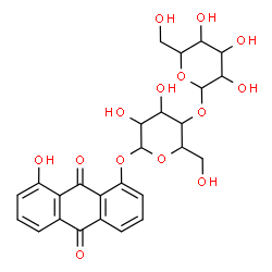 ChemSpider 2D Image | 8-Hydroxy-9,10-dioxo-9,10-dihydro-1-anthracenyl 4-O-hexopyranosylhexopyranoside | C26H28O14