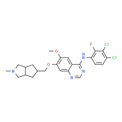 ChemSpider 2D Image | N-(3,4-Dichloro-2-fluorophenyl)-6-methoxy-7-[(2-methyloctahydrocyclopenta[c]pyrrol-5-yl)methoxy]-4-quinazolinamine | C24H25Cl2FN4O2