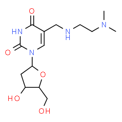 ChemSpider 2D Image | 1-(2-Deoxypentofuranosyl)-5-({[2-(dimethylamino)ethyl]amino}methyl)-2,4(1H,3H)-pyrimidinedione | C14H24N4O5