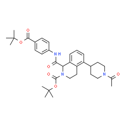 ChemSpider 2D Image | 2-Methyl-2-propanyl 5-(1-acetyl-4-piperidinyl)-1-[(4-{[(2-methyl-2-propanyl)oxy]carbonyl}phenyl)carbamoyl]-3,4-dihydro-2(1H)-isoquinolinecarboxylate | C33H43N3O6