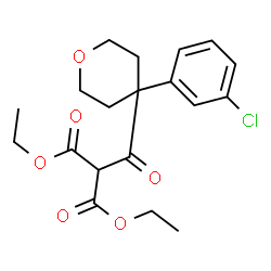 ChemSpider 2D Image | Diethyl {[4-(3-chlorophenyl)tetrahydro-2H-pyran-4-yl]carbonyl}malonate | C19H23ClO6