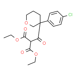 ChemSpider 2D Image | Diethyl {[3-(4-chlorophenyl)tetrahydro-2H-pyran-3-yl]carbonyl}malonate | C19H23ClO6