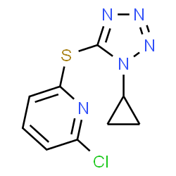 ChemSpider 2D Image | 2-Chloro-6-[(1-cyclopropyl-1H-tetrazol-5-yl)sulfanyl]pyridine | C9H8ClN5S