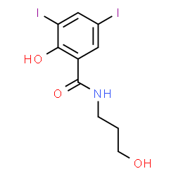 ChemSpider 2D Image | 2-Hydroxy-N-(3-hydroxypropyl)-3,5-diiodobenzamide | C10H11I2NO3