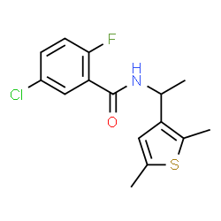 ChemSpider 2D Image | 5-Chloro-N-[1-(2,5-dimethyl-3-thienyl)ethyl]-2-fluorobenzamide | C15H15ClFNOS