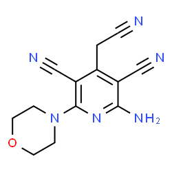 ChemSpider 2D Image | 2-amino-4-(cyanomethyl)-6-morpholin-4-ylpyridine-3,5-dicarbonitrile | C13H12N6O
