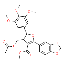 ChemSpider 2D Image | Methyl 4-(acetoxymethyl)-2-(1,3-benzodioxol-5-yl)-5-(3,4,5-trimethoxyphenyl)-4,5-dihydro-3-furancarboxylate | C25H26O10