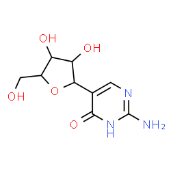 ChemSpider 2D Image | 1-(2-Amino-6-oxo-1,6-dihydro-5-pyrimidinyl)-1,4-anhydropentitol | C9H13N3O5