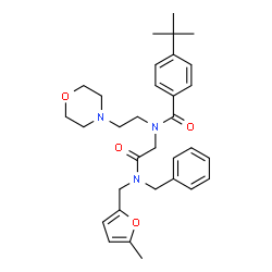 ChemSpider 2D Image | N-(2-{Benzyl[(5-methyl-2-furyl)methyl]amino}-2-oxoethyl)-4-(2-methyl-2-propanyl)-N-[2-(4-morpholinyl)ethyl]benzamide | C32H41N3O4