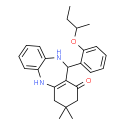 ChemSpider 2D Image | 11-(2-sec-Butoxyphenyl)-3,3-dimethyl-2,3,4,5,10,11-hexahydro-1H-dibenzo[b,e][1,4]diazepin-1-one | C25H30N2O2