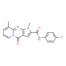ChemSpider 2D Image | N-(4-Chlorophenyl)-1,9-dimethyl-4-oxo-1,4-dihydropyrido[1,2-a]pyrrolo[2,3-d]pyrimidine-2-carboxamide | C19H15ClN4O2