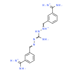 ChemSpider 2D Image | 2-[Amino({3-[amino(iminio)methyl]benzylidene}hydrazono)methyl]-1-{3-[amino(iminio)methyl]benzylidene}hydrazinium | C17H22N9