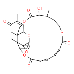 ChemSpider 2D Image | 12'-Hydroxy-5',13',25'-trimethyl-6'H,11'H,17'H,22'H-spiro[oxirane-2,26'-[2,10,16,23]tetraoxatetracyclo[22.2.1.0~3,8~.0~8,25~]heptacosa[4,18,20]triene]-6',11',17',22'-tetrone | C27H32O10