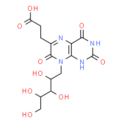 ChemSpider 2D Image | 1-[6-(2-Carboxyethyl)-2,4,7-trioxo-1,3,4,7-tetrahydro-8(2H)-pteridinyl]-1-deoxypentitol | C14H18N4O9