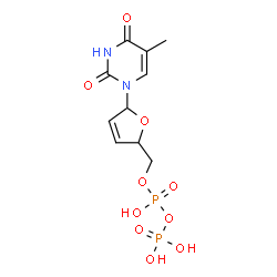 ChemSpider 2D Image | [5-(5-Methyl-2,4-dioxo-3,4-dihydro-1(2H)-pyrimidinyl)-2,5-dihydro-2-furanyl]methyl trihydrogen diphosphate | C10H14N2O10P2