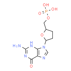 ChemSpider 2D Image | [5-(2-Amino-6-oxo-3,6-dihydro-9H-purin-9-yl)tetrahydro-2-furanyl]methyl dihydrogen phosphate | C10H14N5O6P