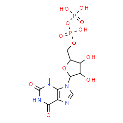 ChemSpider 2D Image | 9-{5-O-[Hydroxy(phosphonooxy)phosphoryl]pentofuranosyl}-3,9-dihydro-1H-purine-2,6-dione | C10H14N4O12P2