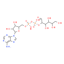 ChemSpider 2D Image | [5-(6-aminopurin-9-yl)-3,4-dihydroxy-tetrahydrofuran-2-yl]methyl [(1-formyl-2,3,4,5-tetrahydroxy-pentoxy)-hydroxy-phosphoryl] hydrogen phosphate | C16H25N5O15P2