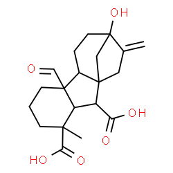 ChemSpider 2D Image | 4a-Formyl-7-hydroxy-1-methyl-8-methylenegibbane-1,10-dicarboxylic acid | C20H26O6
