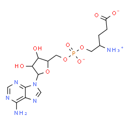 ChemSpider 2D Image | 9-{5-O-[(2-Ammonio-4-carboxylatobutoxy)phosphinato]pentofuranosyl}-9H-purin-6-amine | C15H22N6O9P