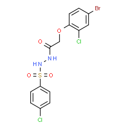 ChemSpider 2D Image | 2-(4-Bromo-2-chlorophenoxy)-N'-[(4-chlorophenyl)sulfonyl]acetohydrazide | C14H11BrCl2N2O4S