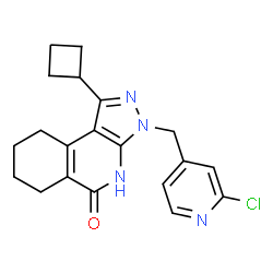 ChemSpider 2D Image | 3-[(2-chloropyridin-4-yl)methyl]-1-cyclobutyl-3H,4H,5H,6H,7H,8H,9H-pyrazolo[3,4-c]isoquinolin-5-one | C20H21ClN4O